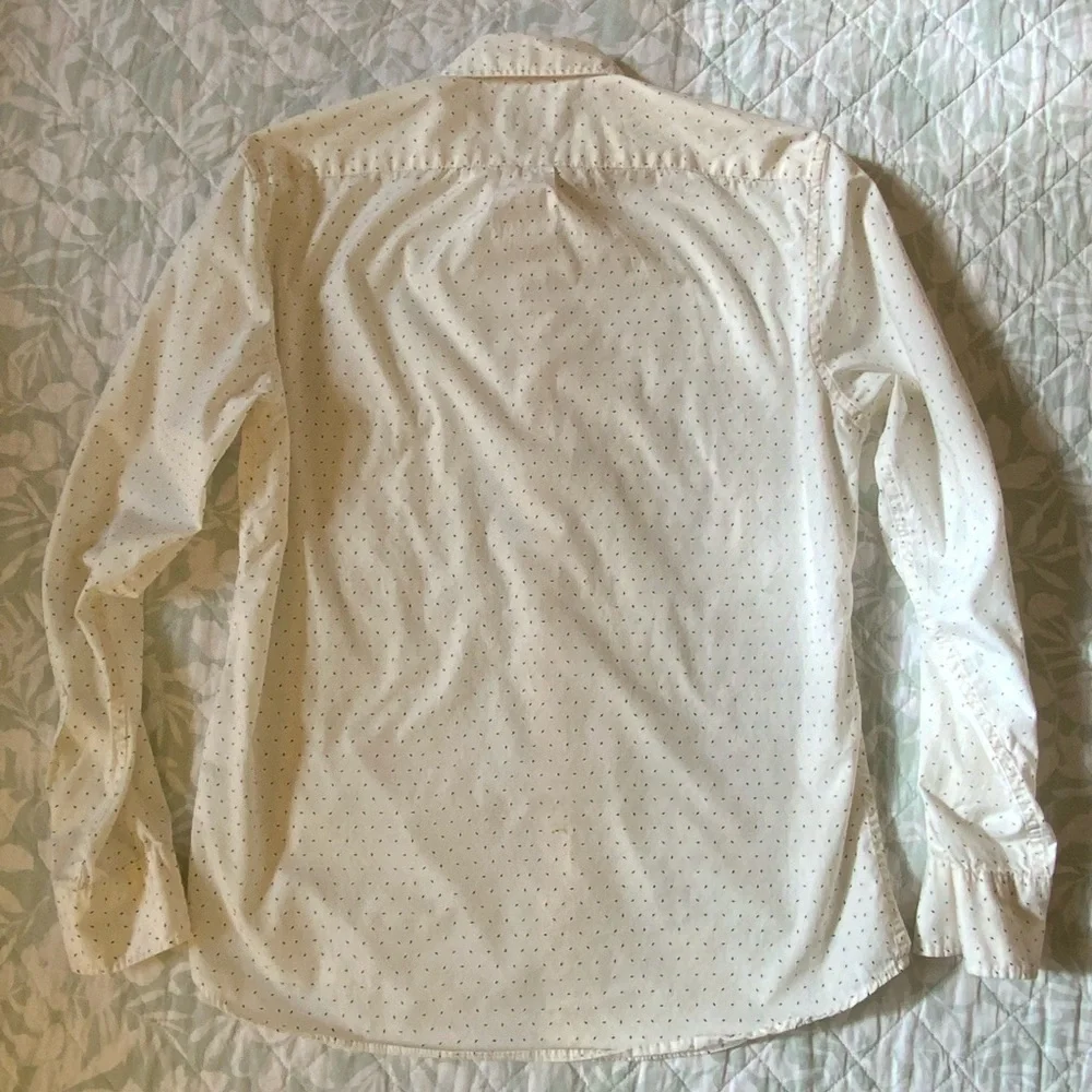 J.Crew Slim Fit Secret Wash Shirt Medium White Navy Micro Print